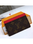 Louis Vuitton Monogram Canvas & Grained Leather Card Holder M60703 Red
