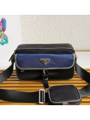 Prada Nylon and Saffiano Leather Shoulder Bag 2VH074 Navy Blue 2021