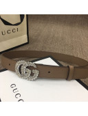 Gucci Leather Belt 30mm/40mm with Crystal Buckle Taupe 2019