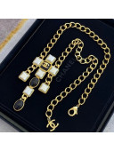 Chanel Resin Stone Long Necklace AB5143 Pearly White/Black 2020