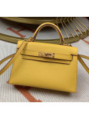 Hermes Mini Kelly II Handbag in Original Epsom Leather Yellow (Half Handmade) (GHW)