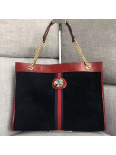 Gucci Large Tote with Tiger Head in Suede and Patent Leather 537219 Black 2018
