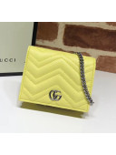 Gucci GG Marmont Matelassé Card Case Wallet With Chain 625693 Pastel Yellow 2020