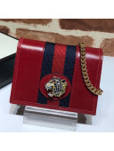 Gucci Leather Rajah Chain Card Case Wallet ‎573790 Red 