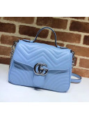 Gucci GG Marmont Matelassé Small Top Handle Bag 498110 Sky Blue 2020