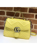 Gucci GG Marmont Matelassé Small Top Handle Bag 498110 Pastel Yellow 2020