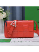 Bottega Veneta Cassette Small Crossbody Bag in Wax Maxi Calfskin Chili Red 2021