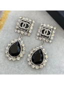 Chanel Glass Stone Crystal Earrings AB5333 Black/Blue 2020