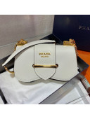 Prada Saffiano Leather Sidonie Chain Bag 1BD219 White 2021