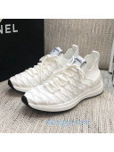 Chanel Quilted Knit Wool Sneakers White 2020