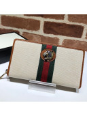 Gucci Beige Vintage Canvas Rajah Zip Around  Wallet 573791  