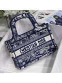 Dior Mini Book Tote Bag in Navy Blue Toile de Jouy Embroidery 2021