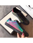 Gucci Ace Rainbow GG Leather Sneakers Green/Pink 03 2019 (For Women and Men)