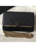 Chanel Grained Calfskin & Suede Lady Coco Wallet On Chain WOC Bag A84450 Black 2018