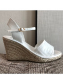 Fendi FF Leather Wedge Espadrilles Sandals White 2020