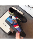 Gucci Ace Rainbow GG Leather Sneakers Blue 04 2019 (For Women and Men)