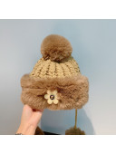 Chanel Bloom Knit Hat Brown 2021 110496