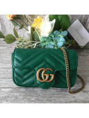Gucci GG Marmont Matelassé Chevron Super Mini Chain Shoulder Bag 476433 Green