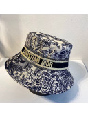 Dior Bucket Hat in Toile de Jouy Reverse Embroidered Cotton Black 2021