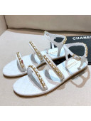 Chanel Leather Chain Flat Sandals G36934 White 2021