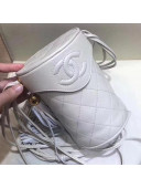 Chanel Calfskin Vintage Bucket Bag with Cover White