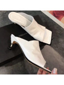 Bottega Veneta Lambskin Square Mules Sandals with Curved Heel 55mm White 2020