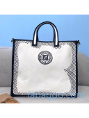 Fendi Glazed Canvas Shopper Tote Bag White 2020
