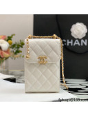 Chanel Calfskin Vertical Clutch with Adjustable Chain Strap AP2291 White 2021