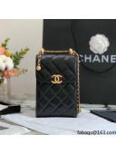 Chanel Calfskin Vertical Clutch with Adjustable Chain Strap AP2291 Black 2021