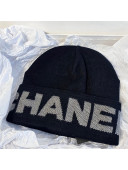 Chanel Black Wool Knit Hat Gray 2021 04