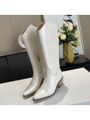 Chanel Wax Calfskin High Boots in CC Embroidery White 2020