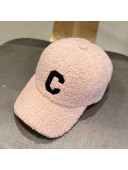 Celine Shearling Baseball Hat Pink 2021