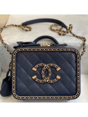 Chanel Quilted Lambskin Small Vanity Case Bag With Chain AS1785 Blue/Gold 2020