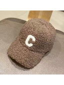 Celine Shearling Baseball Hat Grey 2021
