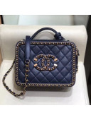 Chanel Quilted Lambskin Medium Vanity Case Bag With Chain A93343 Blue/Gold 2020