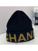 Chanel Wool Knit Hat Black/Gold 2021 09