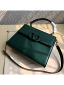 Valentino Large VSLING Grainy Calfskin Top Handle Bag 0530 Green 2019