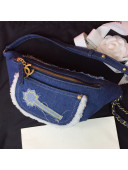 Chanel Cotton and Shearling Sheepskin Waist/Belt Bag Blue 2019
