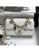 Chanel Quilted Lambskin Small Flap Bag with Chain Charm AS2326 White 2020