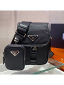 Prada Re-Nylon and Saffiano Leather Shoulder Bag 2VD043 Black 2021