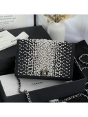 Chanel Embroidered Tweed Wallet On Chain with Crystal Pearls AP0960 Black 2021