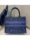 Dior Small Book Tote Bag in Blue Flowers Embroidered Denim 2021