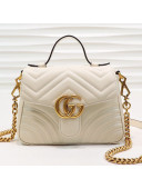 Gucci GG Marmont Leather Mini Top Handle Bag 547260 White 2019