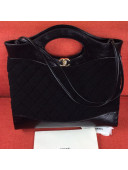Chanel Quilted Velvet 31 Medium Shopping Bag Black 2019