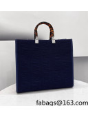 Fendi Sunshine Medium Shopper Tote Bag in Blue Texture FF Fabric 2021 8528