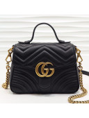 Gucci GG Marmont Leather Mini Top Handle Bag 547260 Black 2019