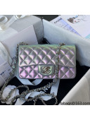 Chanel Iridescent Lambskin Classic Mini Flap A01116 Bag Grey/Pink 2021