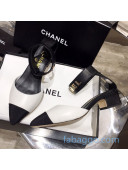 Chanel Lambskin Pumps with Golden Letters Strap White 2020