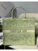 Dior Large Book Tote Bag in Green Toile de Jouy Reverse Embroidery 2021