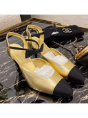 Chanel Laminated Leather Pumps with Black Bow 80MM G36360 Gold 2020